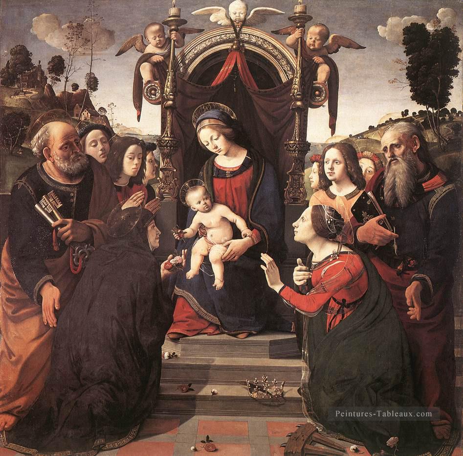 Mariage mystique de Sainte Catherine d’Alexandrie Renaissance Piero di Cosimo Peintures à l'huile